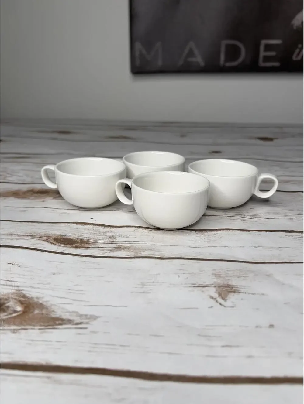 Crate & Barrel Set of 4 White Ceramic Espresso‎ Cups